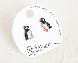 Puffin Penguin Winter Bird Earrings