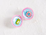 Load image into Gallery viewer, Pink Retro 3D Pool Summer Statement Stud Earrings
