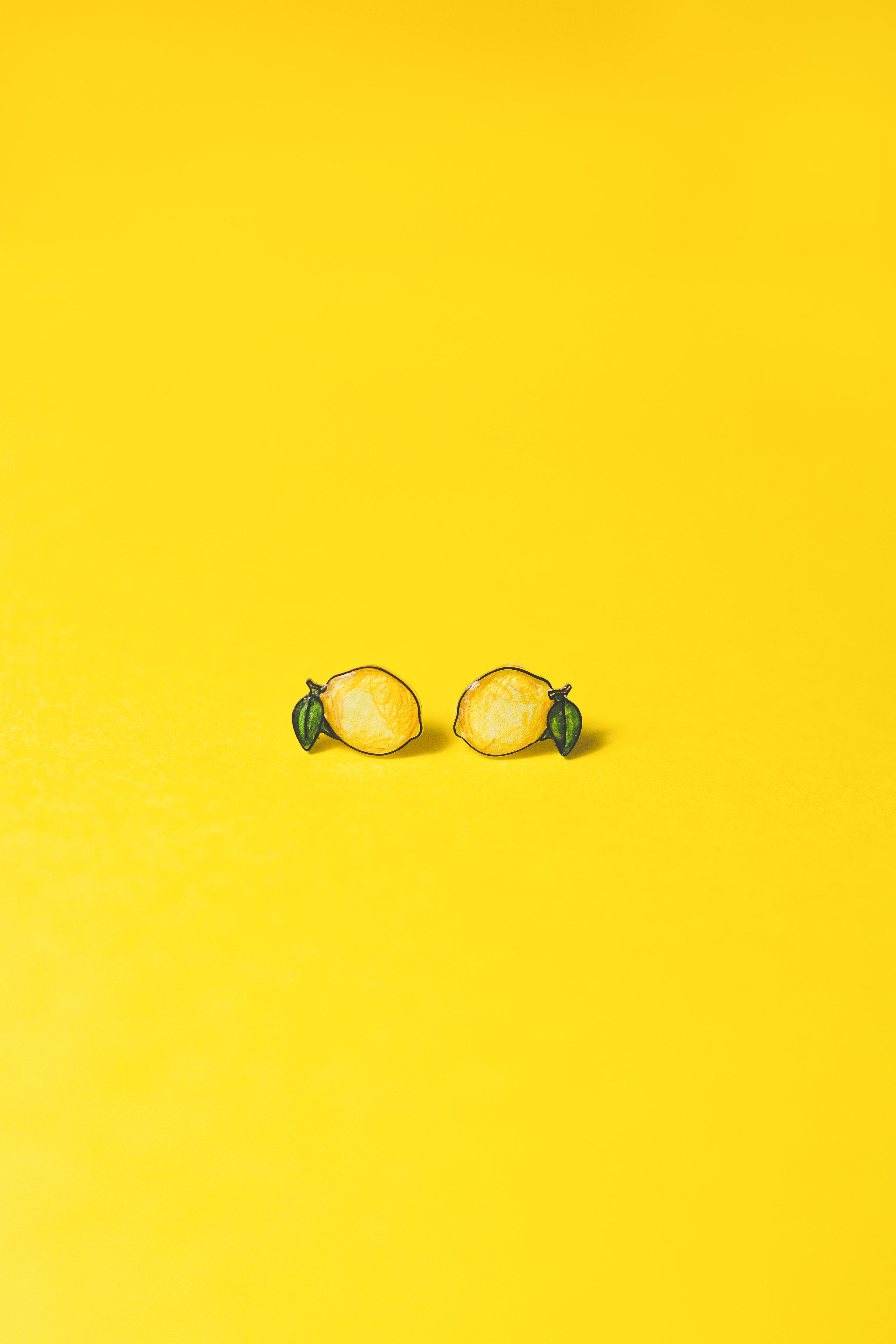 Yellow Lemon Fruit Citrus Stud Earrings