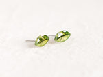 Load image into Gallery viewer, Mini Green Leaves | tiny minimalist leaf stud earrings
