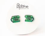 Load image into Gallery viewer, Vintage Green Phone Stud Earrings
