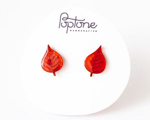 Red Leaf Stud Earrings