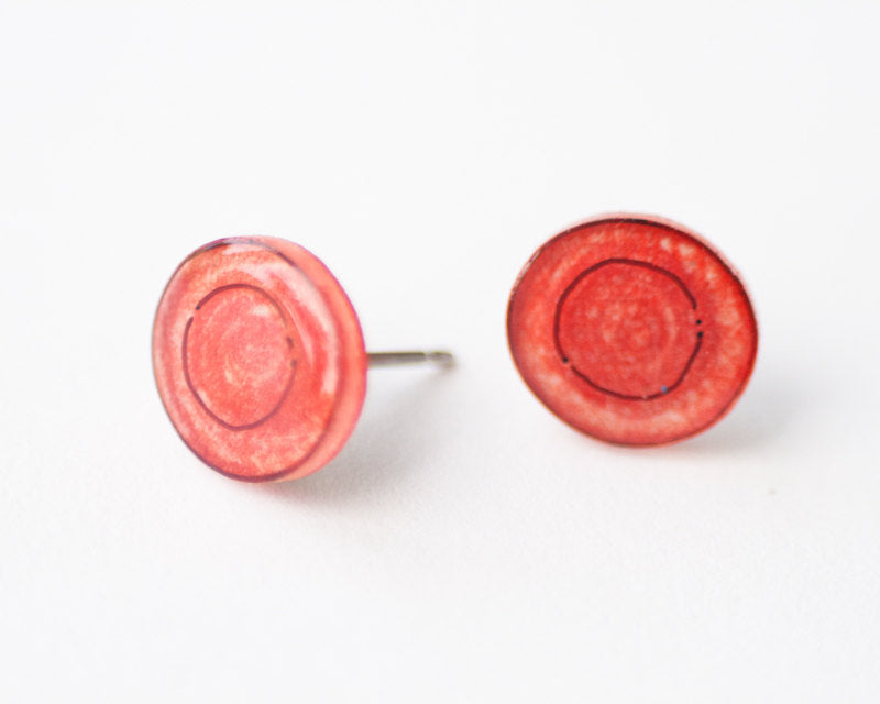 Red Blood Cell Stud Earrings / Nurse Doctor Gift
