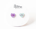 Load image into Gallery viewer, Love Wins Candy Heart Valentine Stud Earrings
