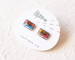 Load image into Gallery viewer, Mix Tape Cassette Stud Earrings
