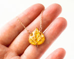 Load image into Gallery viewer, Autumn Yellow Aspen Leaf Pendant Necklace
