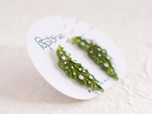 Spotted Begonia Leaf Earrings | Polka Dot Begonia Maculata Houseplant Earrings