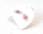 Load image into Gallery viewer, Handmade Mismatched Christmas Candy Stud Earrings – Peppermint &amp; Striped Retro Holiday Jewelry
