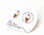 Load image into Gallery viewer, a pair of ice cream earrings on a white background
