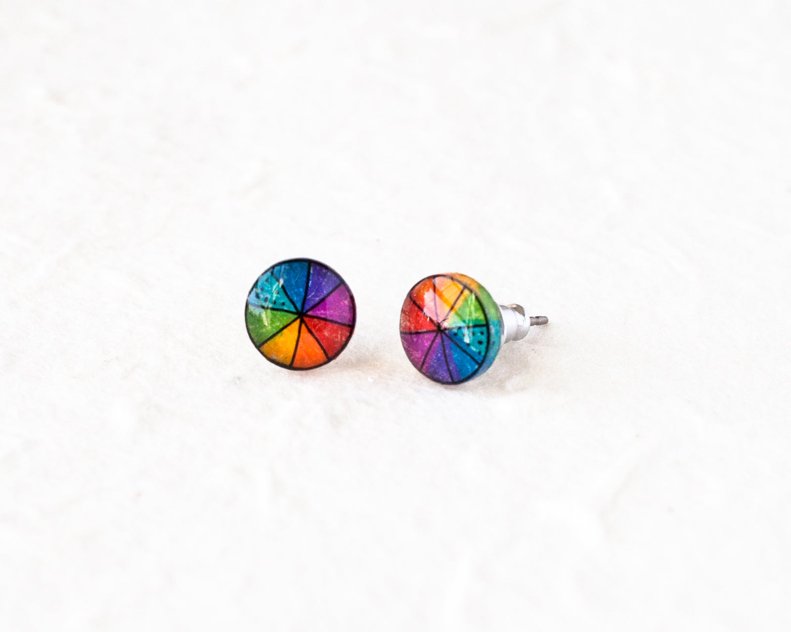 Rainbow Color Wheel Stud Earrings