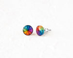 Load image into Gallery viewer, Rainbow Color Wheel Stud Earrings
