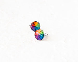 Rainbow Color Wheel Stud Earrings