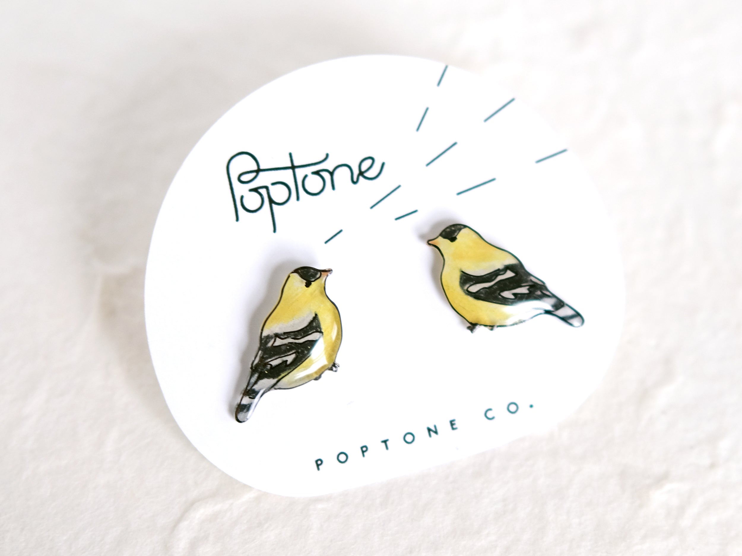 Goldfinch Yellow Bird Stud Earrings