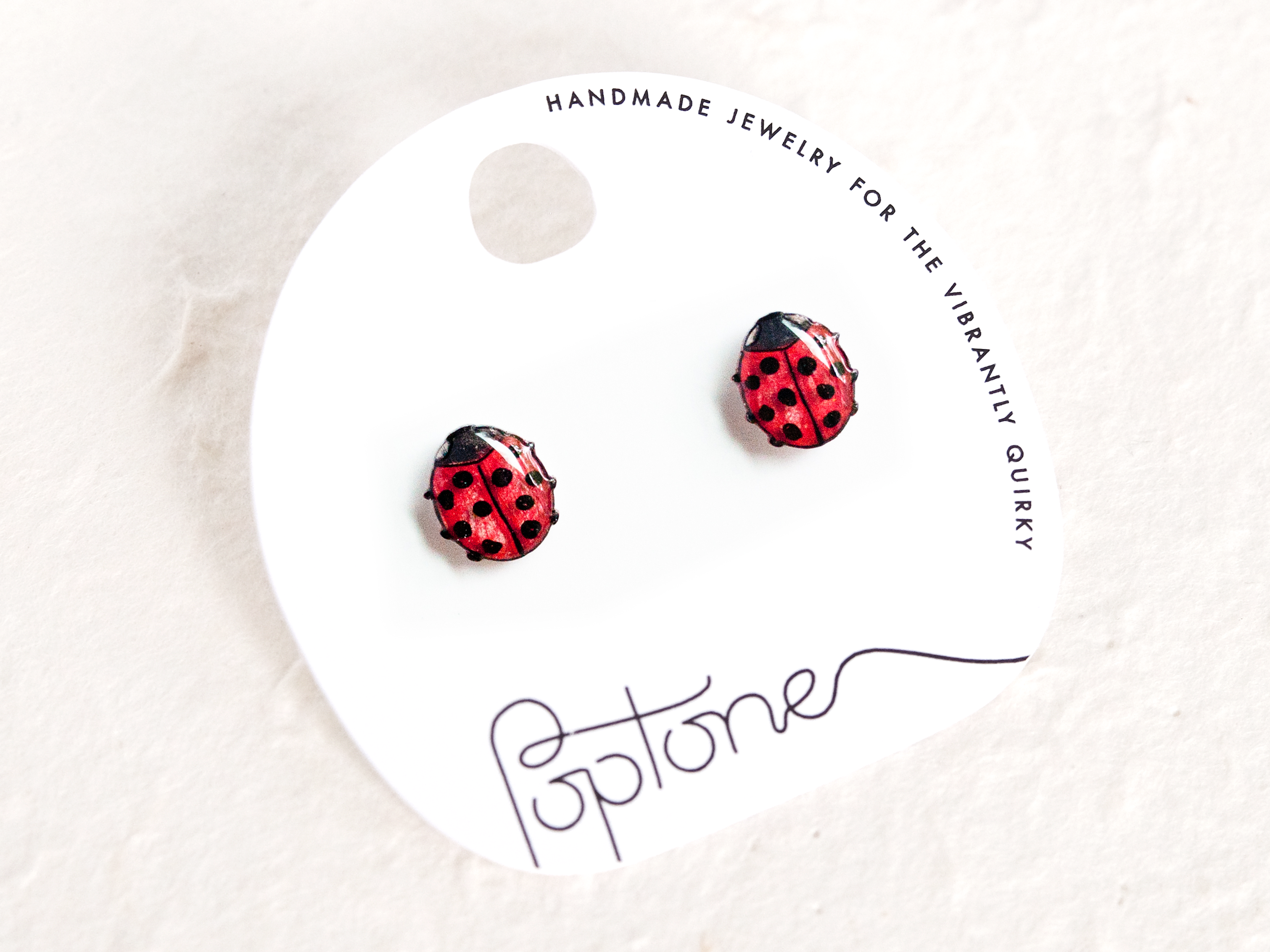 Cute Red Ladybug Insect Stud Earrings