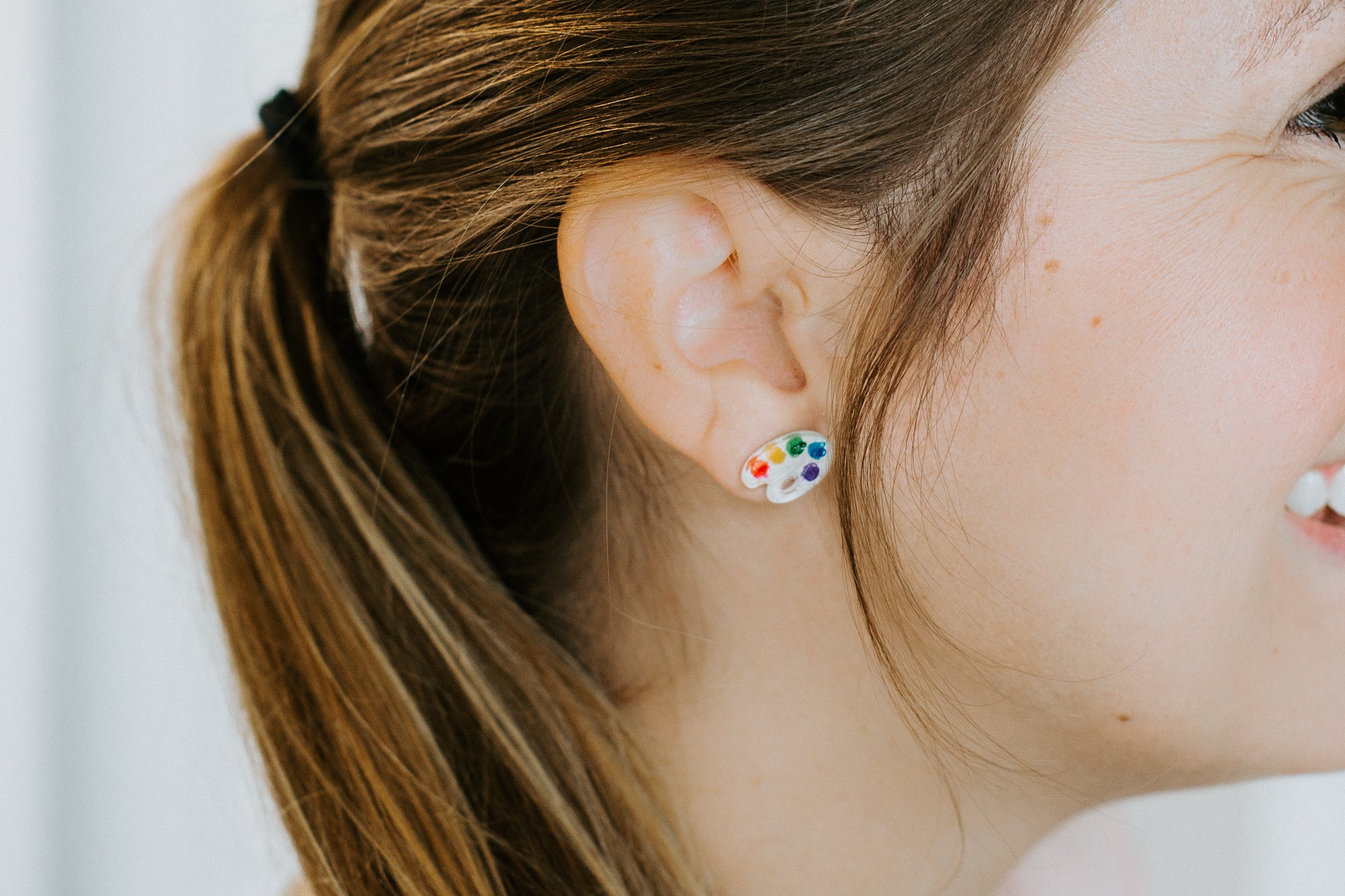 Artist Paint Palette Rainbow Stud Earrings