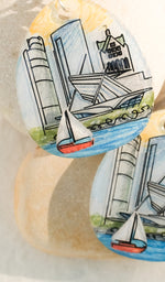 Load image into Gallery viewer, Milwaukee Wisconsin Illustrated City Skyline Hoop Earrings
