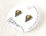 Load image into Gallery viewer, Hot Air Balloon Rainbow Stud Earrings
