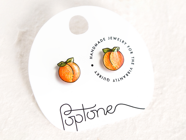 Peach Fruit Stud Earrings