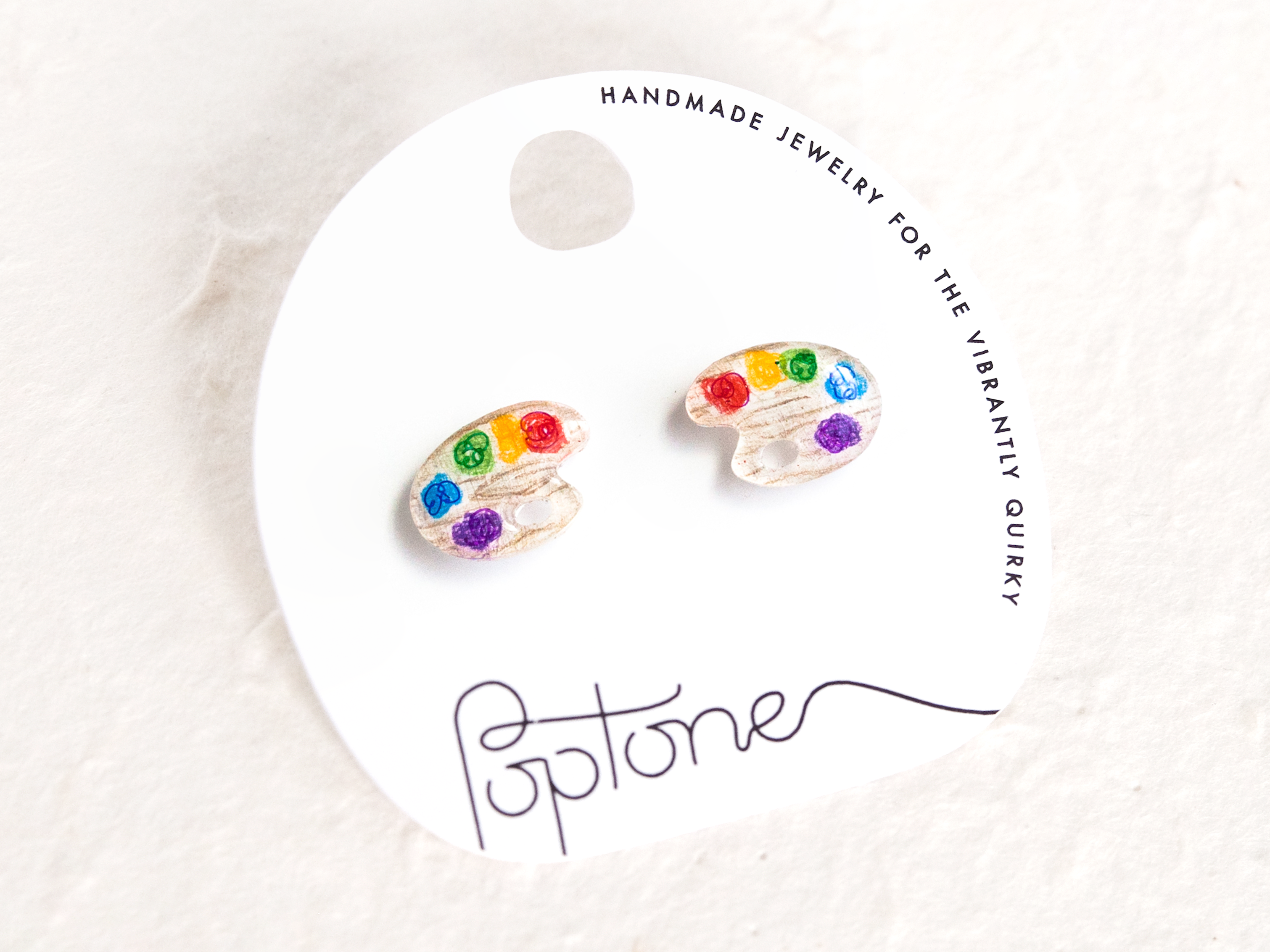 Artist Paint Palette Rainbow Stud Earrings