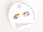 Load image into Gallery viewer, Artist Paint Palette Rainbow Stud Earrings
