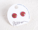 Load image into Gallery viewer, Pink Ranunculus Flower Stud Earrings
