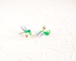 Load image into Gallery viewer, Green Ruby-throated Hummingbird Handmade Stud Earrings
