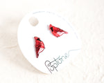 Load image into Gallery viewer, Red Cardinal Winter Bird Stud Earrings
