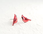 Load image into Gallery viewer, Red Cardinal Winter Bird Stud Earrings
