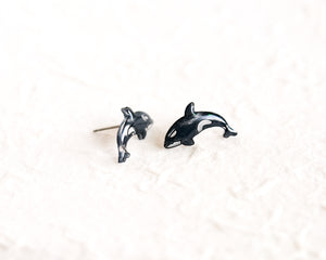 Orca Killer Whale Ocean Stud Earrings