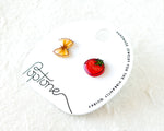 Load image into Gallery viewer, Mismatched Tomato &amp; Bowtie Pasta Stud Earrings
