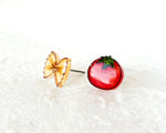 Load image into Gallery viewer, Mismatched Tomato &amp; Bowtie Pasta Stud Earrings
