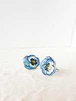 Load image into Gallery viewer, Blue Pansy Handmade Stud Earrings
