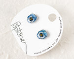 Load image into Gallery viewer, Blue Pansy Handmade Stud Earrings
