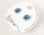 Load image into Gallery viewer, Blue Pansy Handmade Stud Earrings
