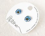 Load image into Gallery viewer, Blue Pansy Handmade Stud Earrings

