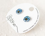 Load image into Gallery viewer, Blue Pansy Handmade Stud Earrings
