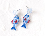 Load image into Gallery viewer, Mediterranean Coastal Fish Dangle Earrings – Blue and Red
