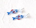 Load image into Gallery viewer, Mediterranean Coastal Fish Dangle Earrings – Blue and Red
