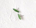 Load image into Gallery viewer, Handmade Green Pea Pod Stud Earrings
