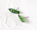 Load image into Gallery viewer, Handmade Green Pea Pod Stud Earrings
