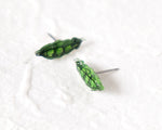 Load image into Gallery viewer, Handmade Green Pea Pod Stud Earrings

