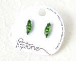 Load image into Gallery viewer, Handmade Green Pea Pod Stud Earrings
