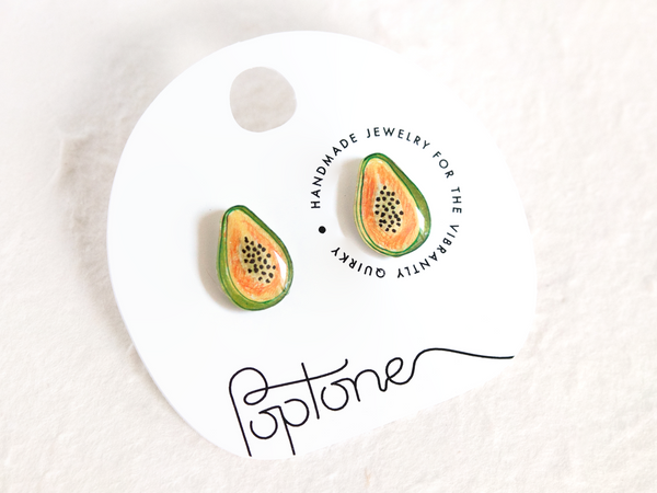 Papaya Tropical Fruit Stud Earrings