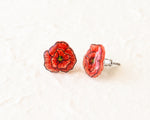Load image into Gallery viewer, Red Poppy Flower Stud Earrings
