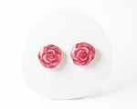 Load image into Gallery viewer, Pink Rose Flower Stud Earrings
