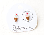 Load image into Gallery viewer, a pair of ice cream cone earrings on a white background
