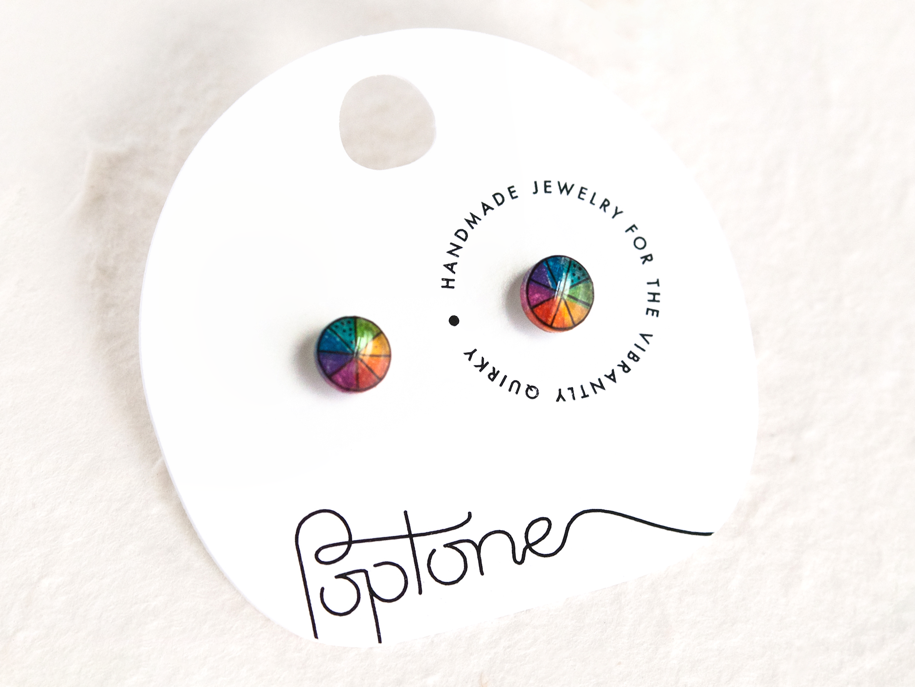 Rainbow Color Wheel Stud Earrings