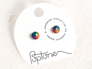 Rainbow Color Wheel Stud Earrings