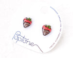 Load image into Gallery viewer, a pair of earrings with a strawberry on it
