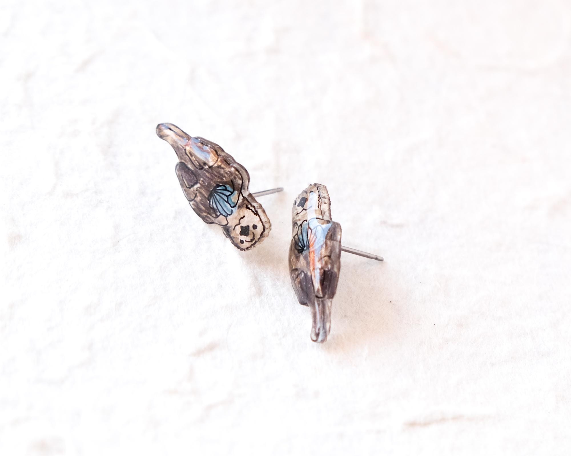 Sea Otter Stud Earrings – Cute Kawaii Marine Jewelry